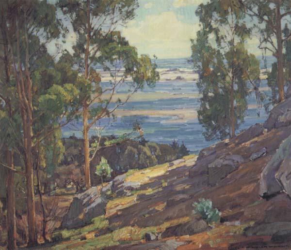William Wendt Eucalyptus Trees and Bay oil painting image